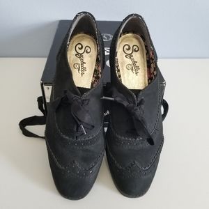 Seychelles Black Suede Leather Oxford Loafers Dress Shoes Women's 9 Private Eye.